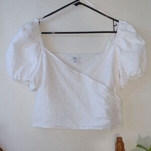 Bar III White Puff Sleeve Crop Top